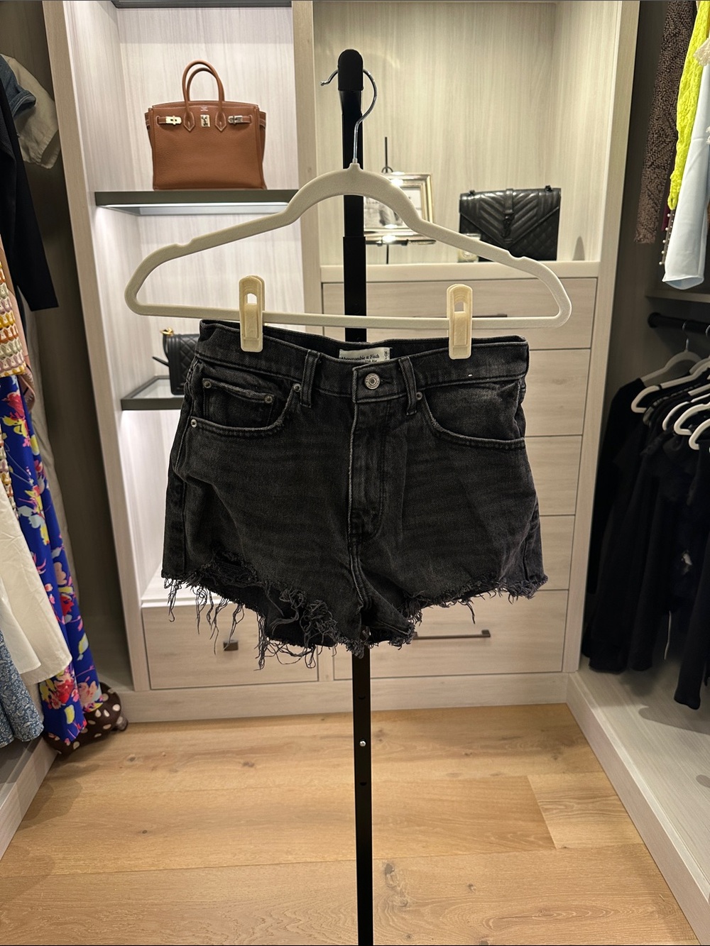Abercrombie & Fitch Black Distressed Cutoff Jean Shorts